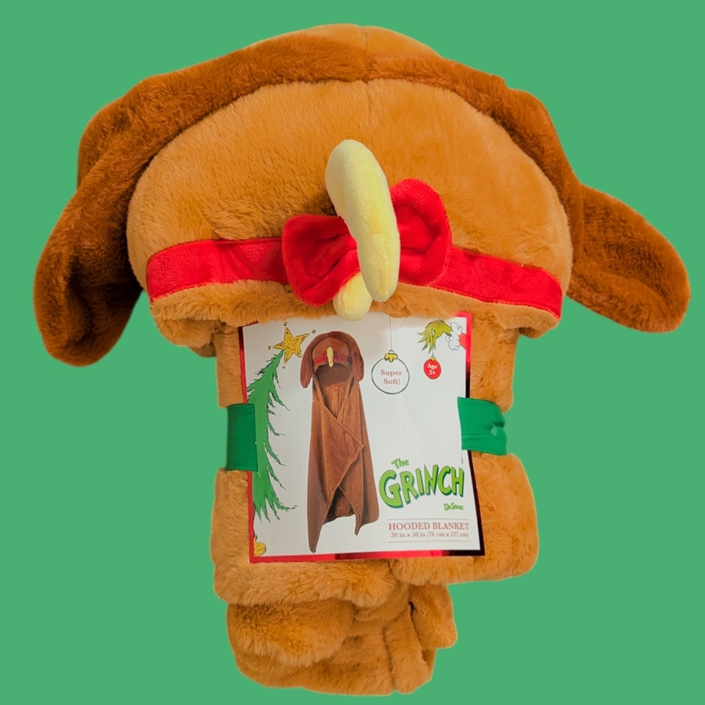 Dr. Seuss - The Grinch - Max The Dog Hooded Throw Blanket Christmas Super Soft